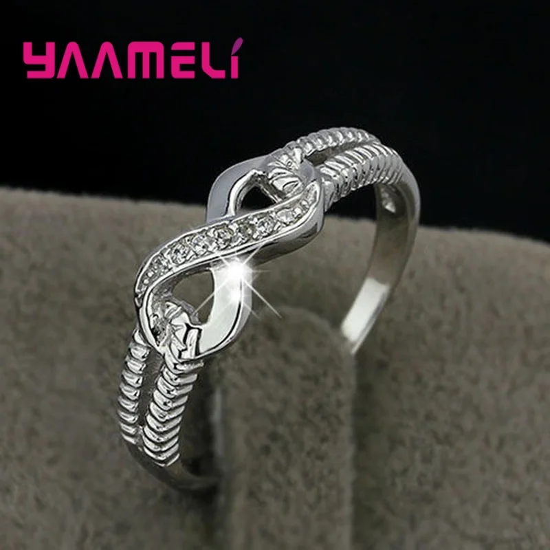 Women's Cute Bowknot Infinity Ring, 925 Silver