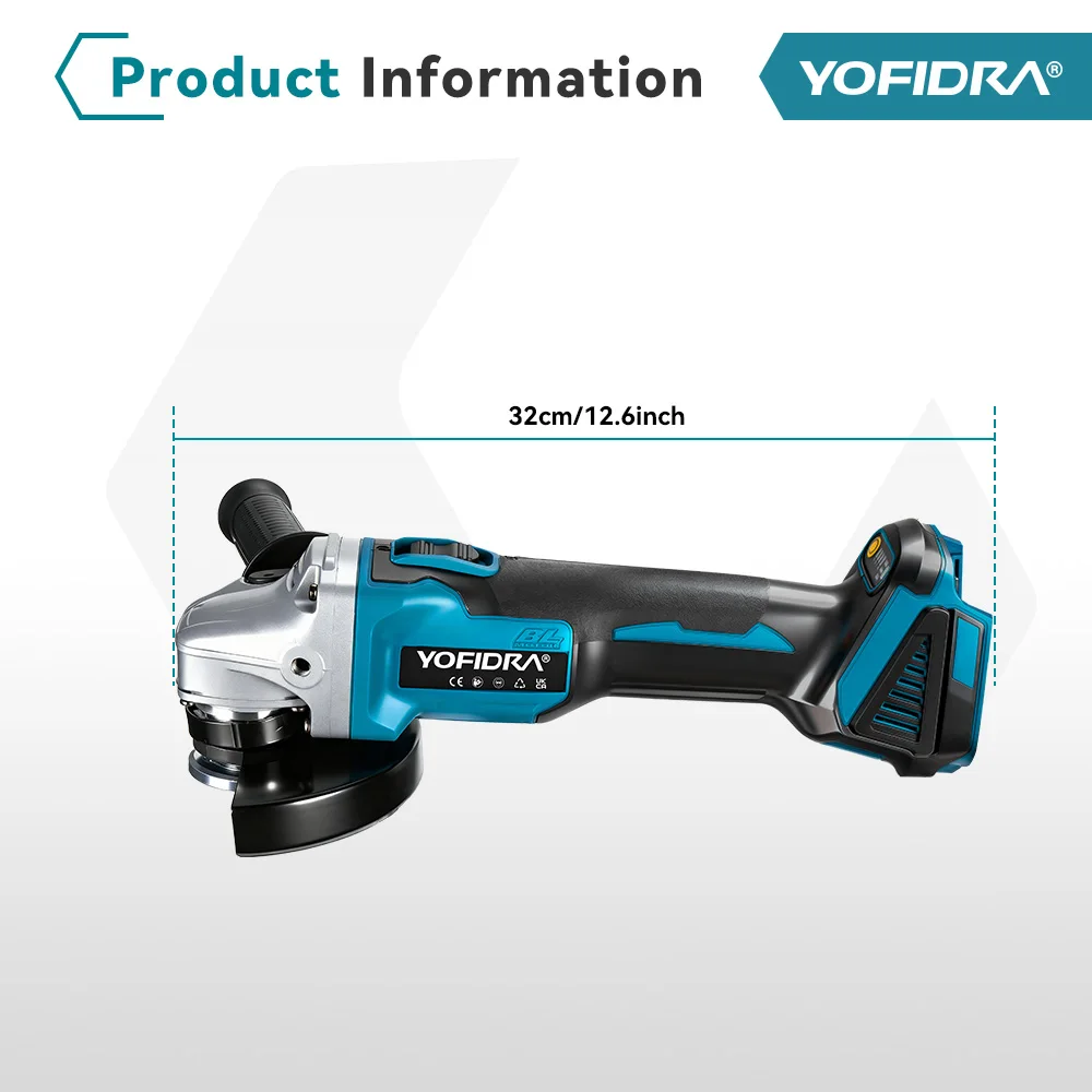 YOFIDRA 4-Gang 125MM Bürstenloser Elektrischer Winkelschleifer Kabellos Metall-Holz-Schleif- und Polierwerkzeug für Makita-Akkus – Detail 5
