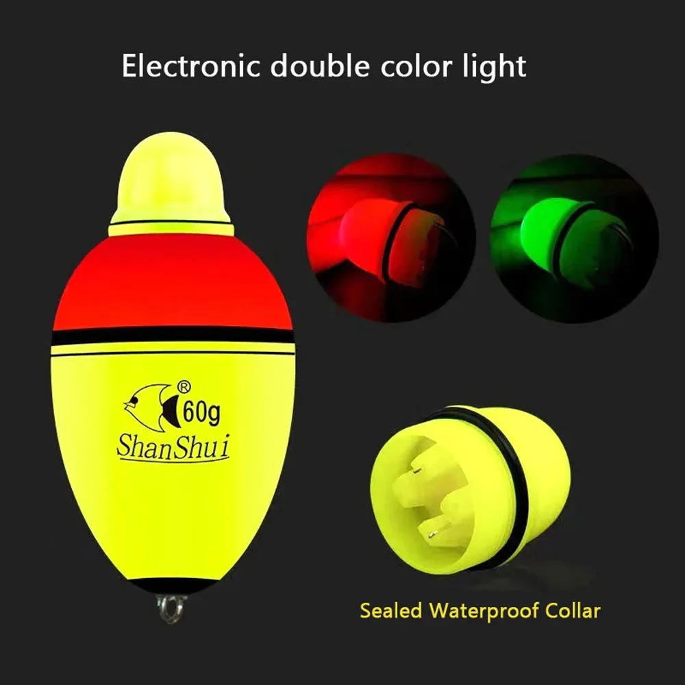 5Pcs Lagging Double Optical Light Led Electronic Sea Fishing Float Long Shot Drift Rod Luminous Floating Stopper for Night Pesca