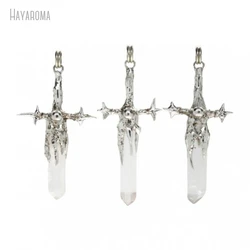 10Pcs Clear Crystal Brutalist Handmade Strength Organic Claws Bubble Claw Free Form Ensiform Thorns Point Sword Pendant