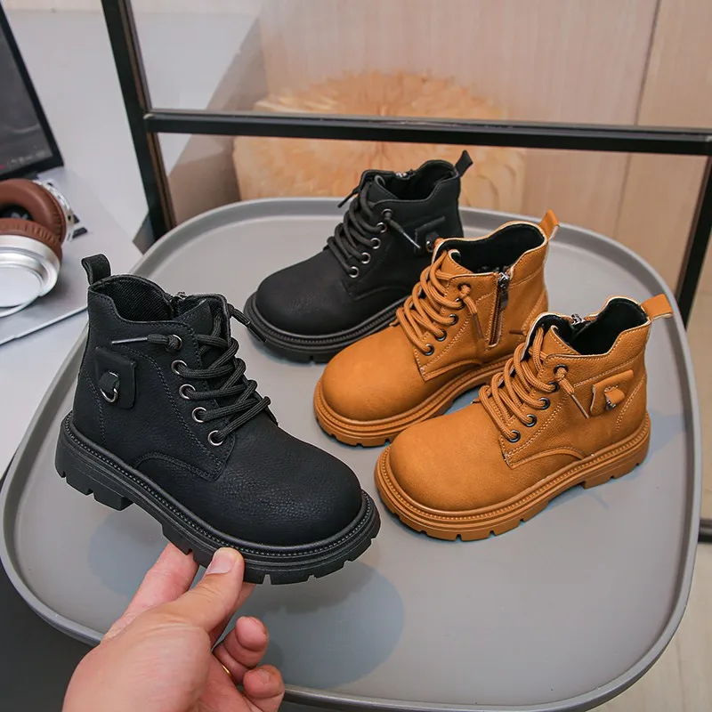 

Children Ankle Boots Autumn Winter New Zipper Kids Short Boots Boys Girls Comfortable Non Slip Outdoor Toddler High Top Shoes
