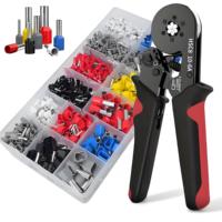 1 PC Boxed HSC 8 10-6A Wire Crimper Tool Set - Carbon Steel Handle, 1200 PCS TE Terminal Assortment Kit, Hexagonal Crimping