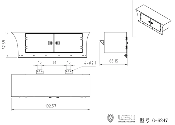 Traktor 1/14 LKW-Modell Spielzeug R620 R470 Pedal-Seitenschweller Werkzeugkasten-Set – Detail 2