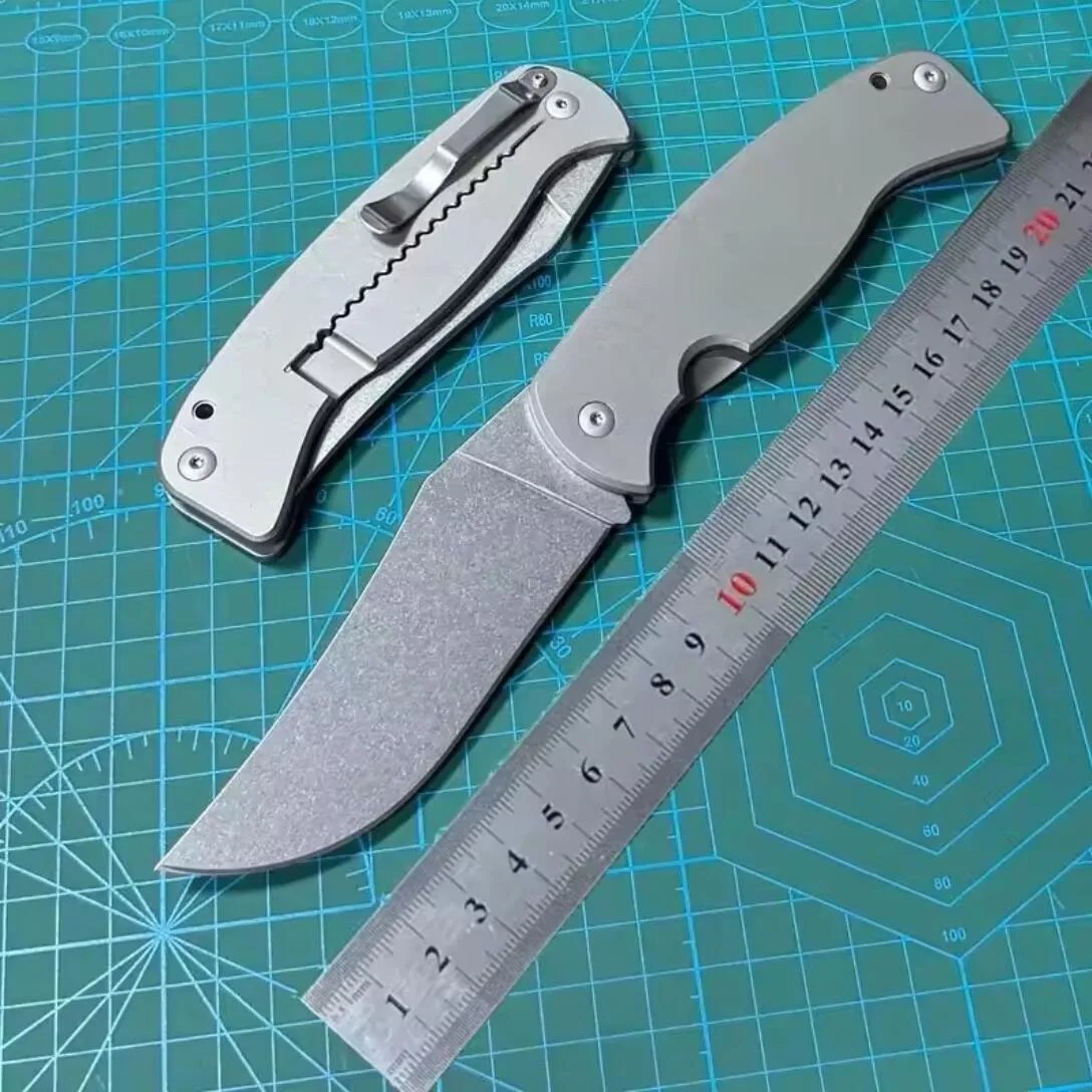 

Lism Store Spy-C185TIP Folding Knife 4.33" CPM-10V Satin Plain Blade, TC4 Handles - C185