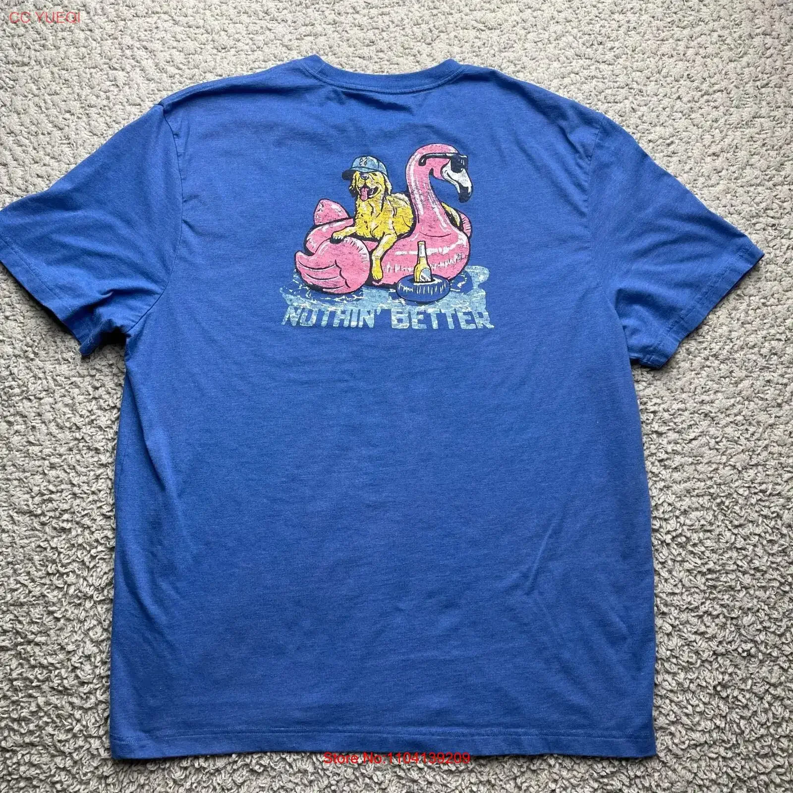Camiseta Izod Saltwater para hombre, talla XXL, azul, cuello redondo, Pool Dog Beer, estilo vintage, informal, elegante, versátil, unisex, suave