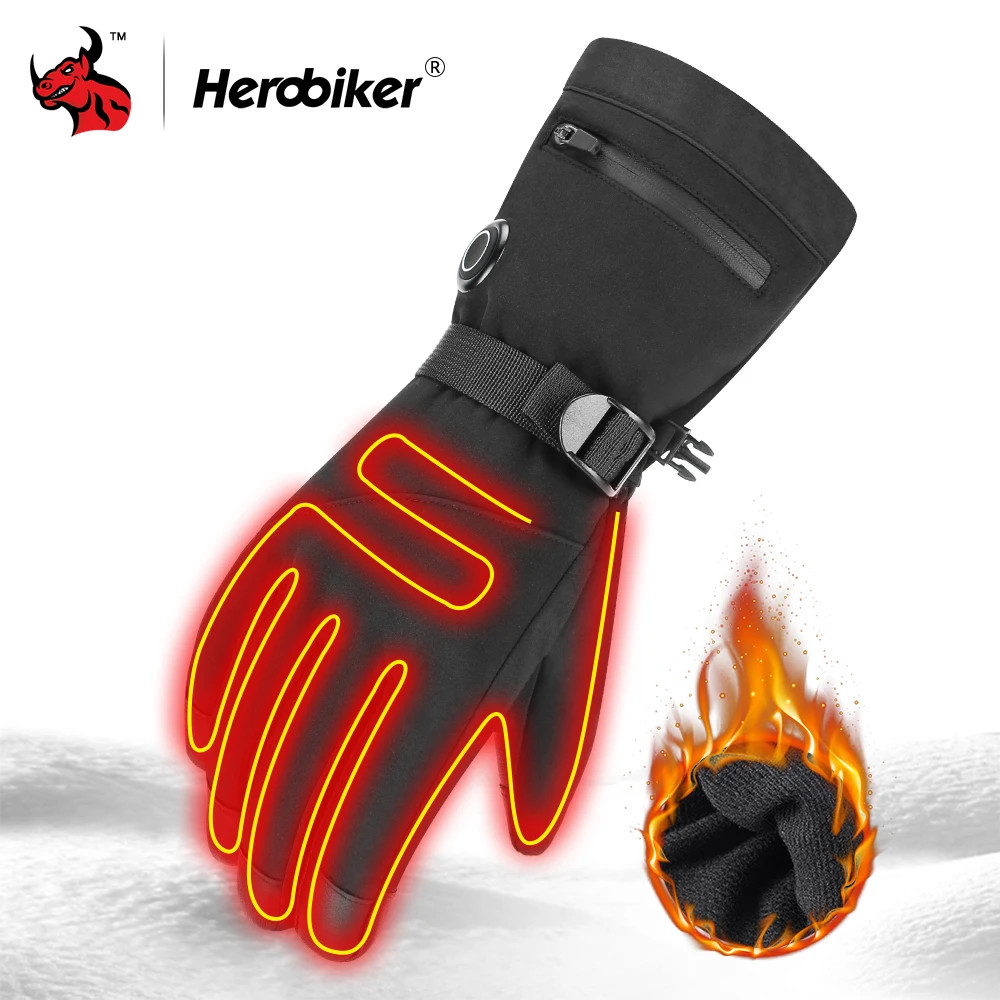 

HEROBIKER Touch Screen Electric Heated Gloves Third Gear Switch Motorcycle Heating Gloves Windproof Motorcycle Gloves