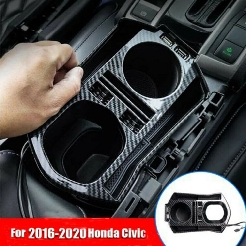 Car USB Mobile Phone Holder Storage Box Central Control Water Cup Storage Box Accessories for Honda 10th Civic 2017-2020