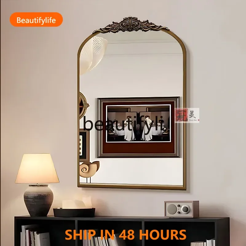 03 S51 French makeup mirror desktop desktop, bathroom with lamp retro living room wall decoration mirror