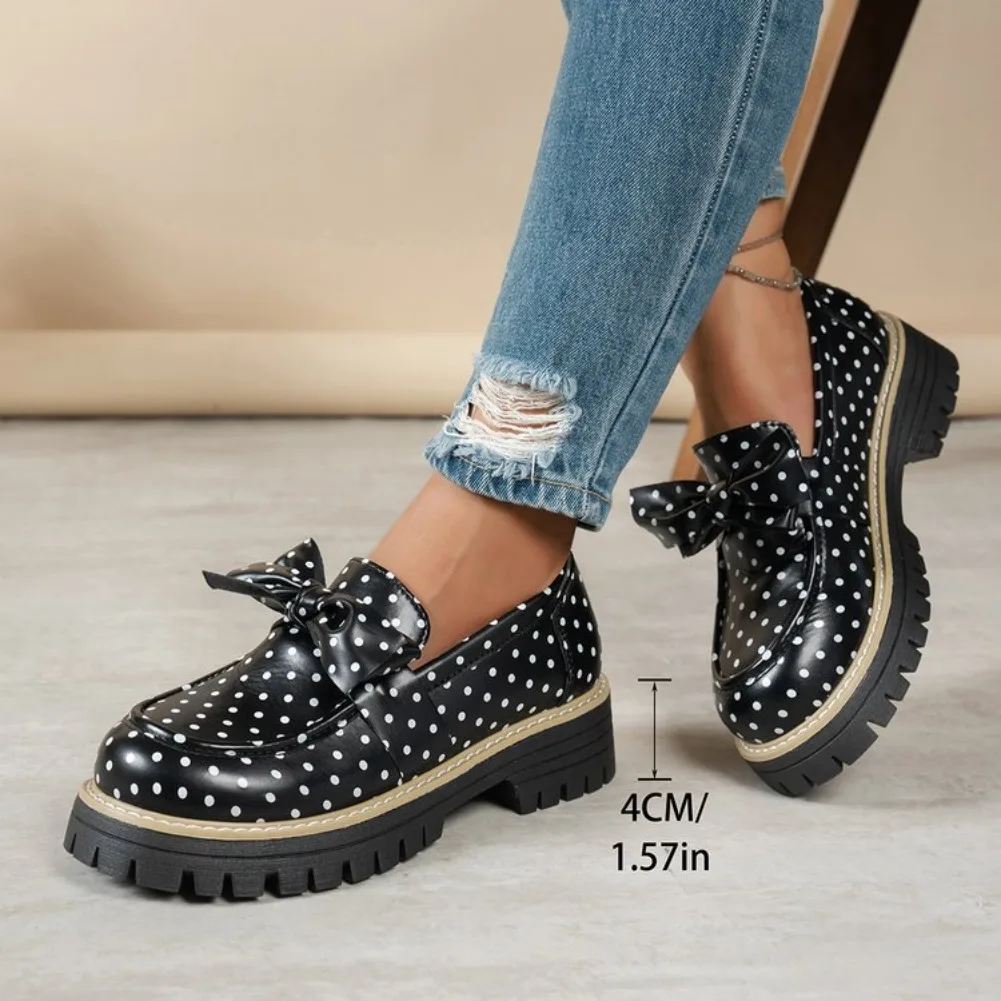 2026 New Retro Women Polka Dot Bow Knot Sneakers  Style Round Toe Fashion Casual Sneakers Women Shoes for Women Zapatos De Mujer view 4