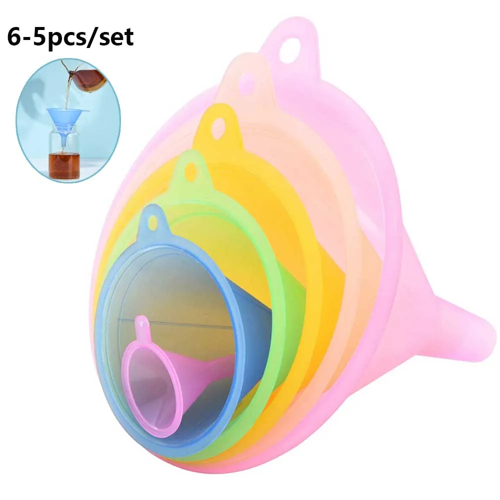 5/6pcs/set Kitchen Items Pinkycolor Translucent Kitchen Mini Funnel Bar Wine Flask Funnels