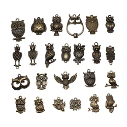 10pcs Vintage Antique Bronze Color Plated Owl Charms Pendant For Necklace Keychain Making DIY Crafts