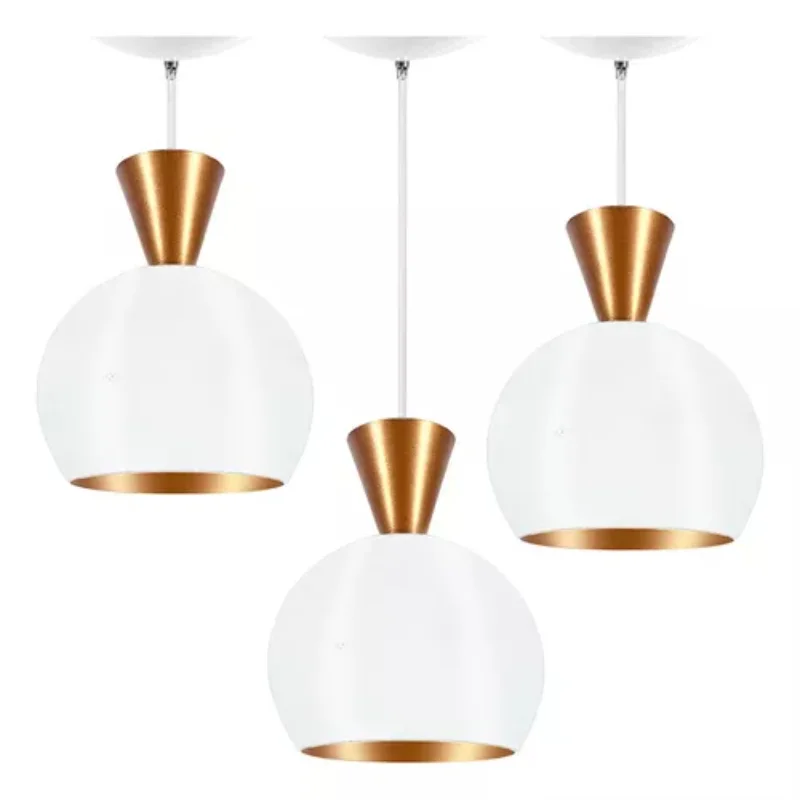 3 Pendant Ball M Premium 12cm X 19cm Color White Texture x Solid Copper Ceiling Lamps