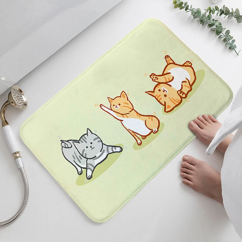 Lovely Cat Waterproof Bathroom Mat Entrance Door Doormat Balcony Slip-resistant Porch Foot Mat Non-slip Kitchen Hallway Carpet