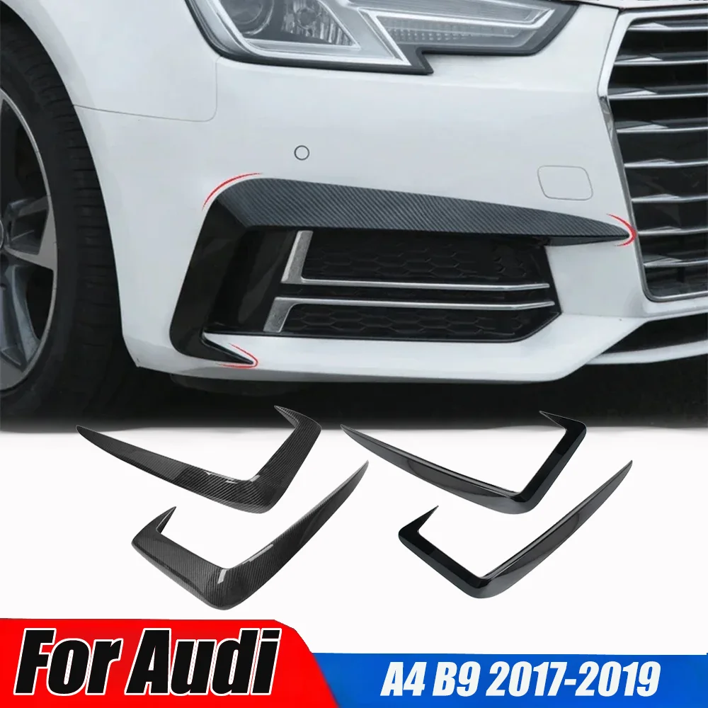 

Car Front Fog Lamp Eyebrow Spoiler For Audi A4 B9 2017-2019 Car Front Bumper Wind Knife Grille Trim Cover Fog Lamp Strip Sticker