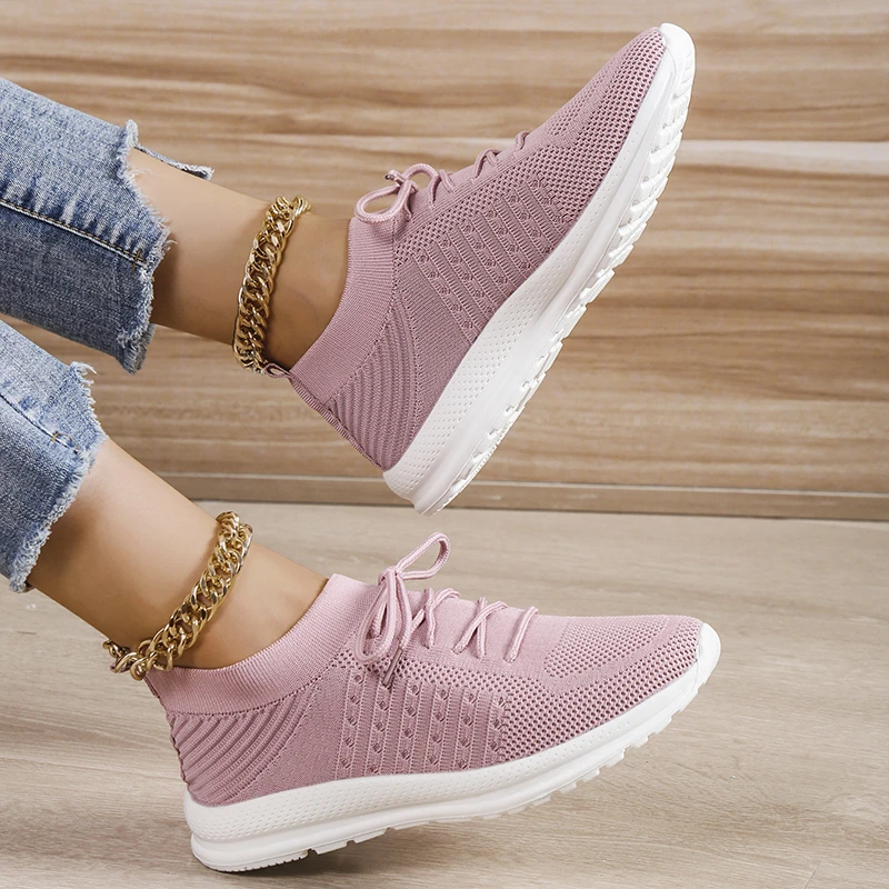 2023 Summer New Women's Shoe Sports Casual Mesh Breathable Shoes Lightweight and Versatile Knitted Running Shoes sneakers women