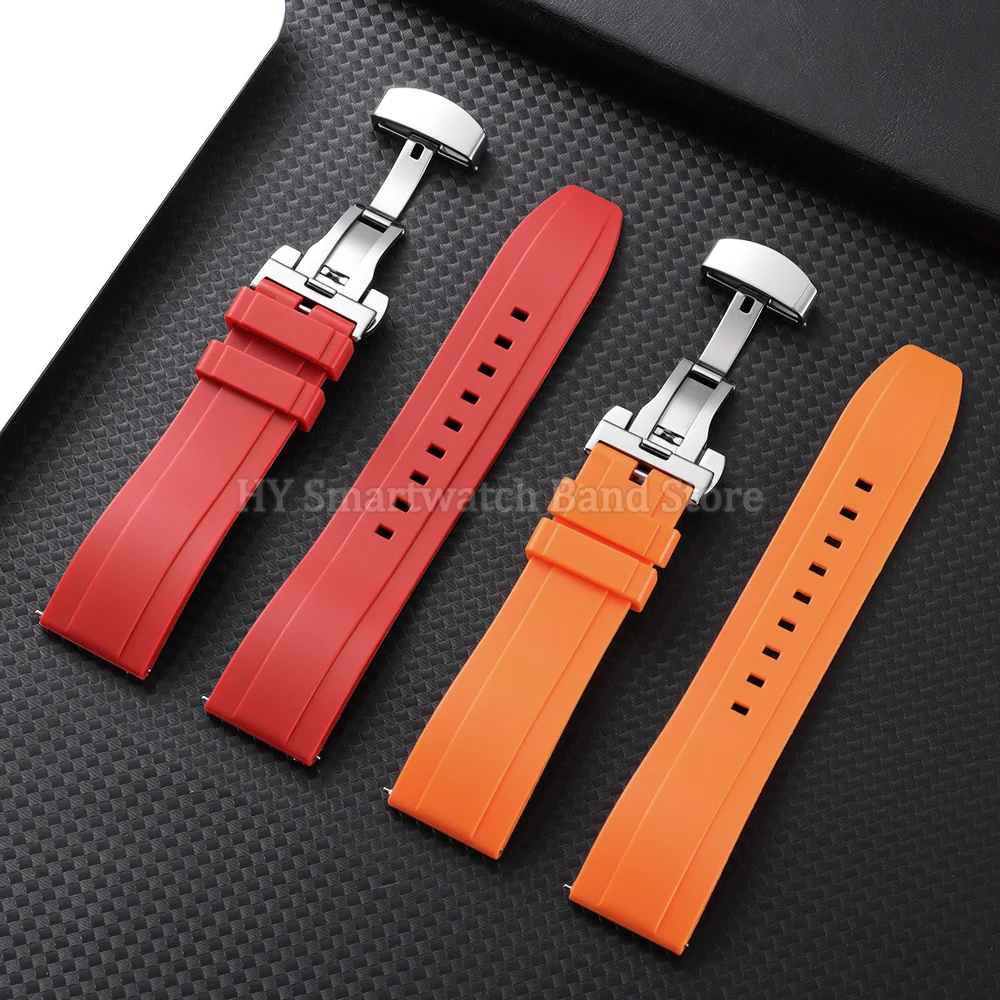 18mm 20mm 22mm 24mm Silicone Watch Strap for Omega for Roelx for Huawei Quick Release Belt Fold Clasp Waterproof Rubber Bracelet view 3