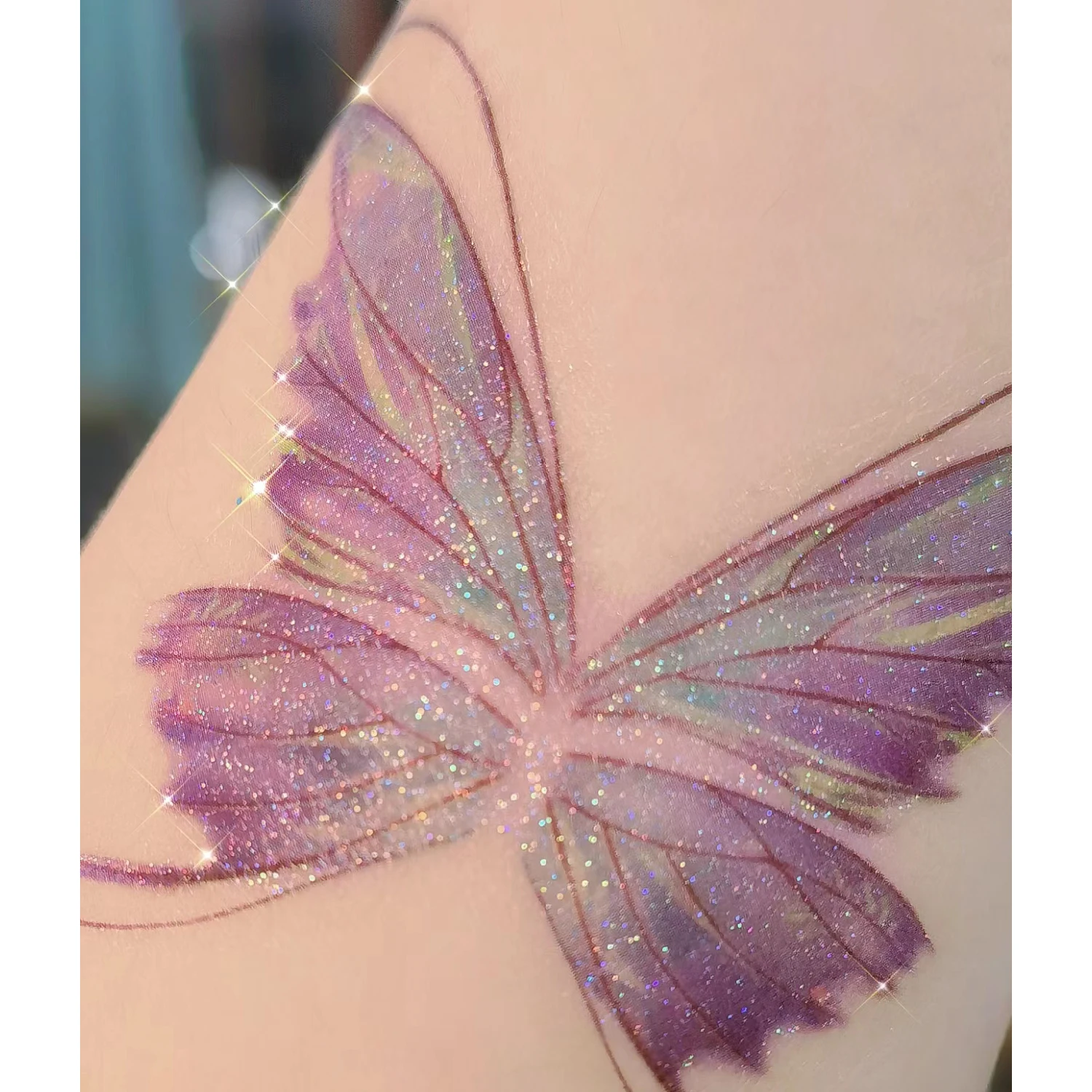 مجموعة أدوات مكياج الجنية اللامعة للنساء على شكل فراشة وملصقات وشم مؤقتة للعيون وحفلات الأميرة الهذيان