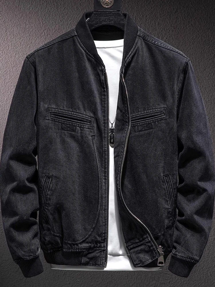 

Retro American Style Men's Jacket Zipper Denim Motorcycle Workwear Coat Spring Autumn New Arrival Youth Fashion Breathable