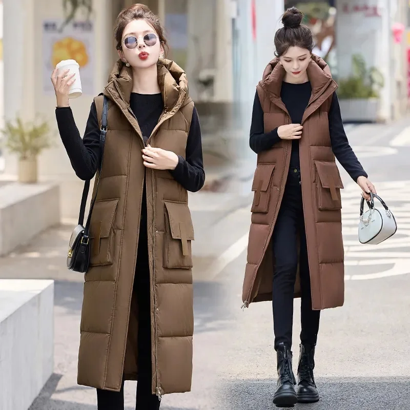 Loose Fit Women's Vest Hot Sale Of The Season New Style Autumn Winter Hooded Cotton Duckling Sleeveless Korean Version Versatile