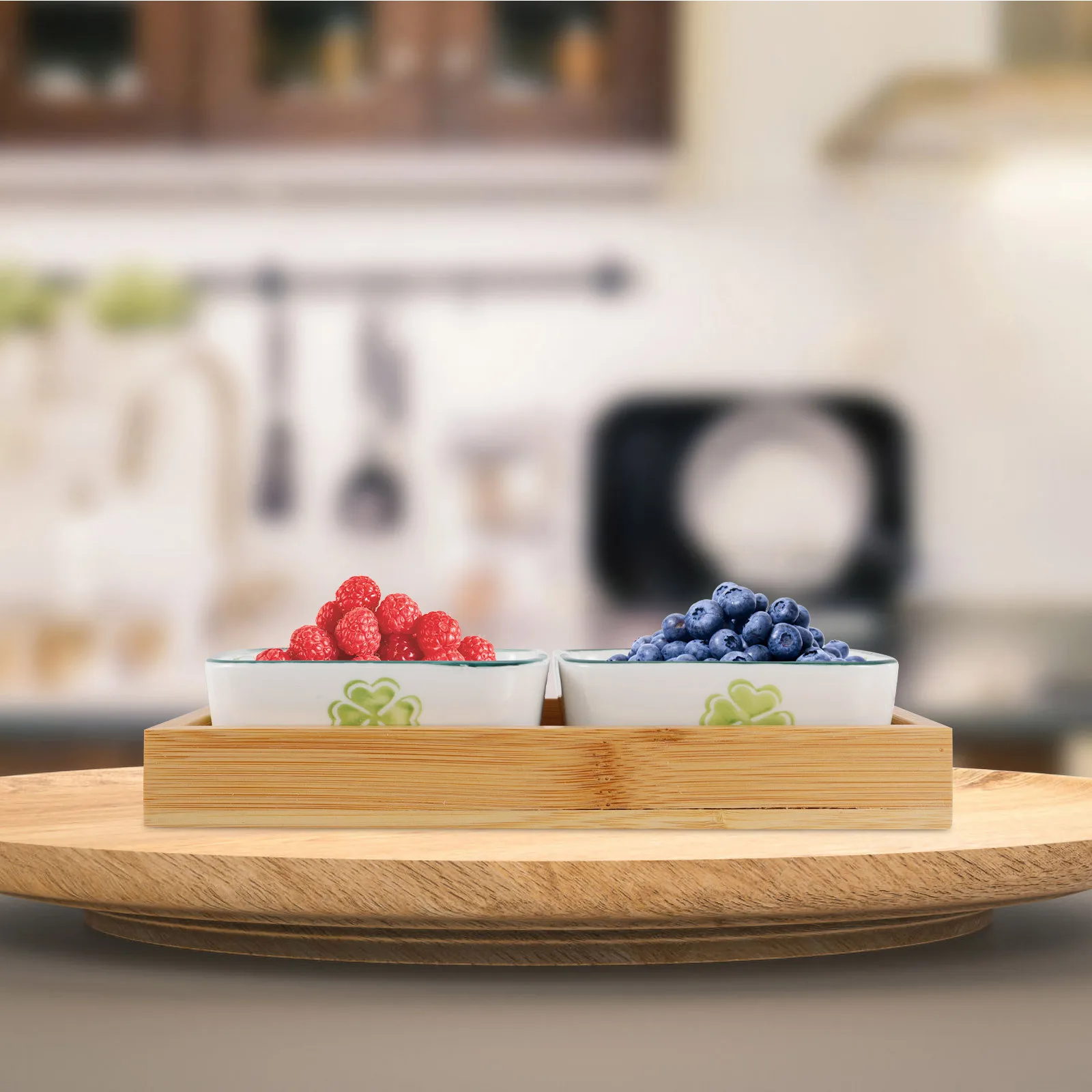 

Divided Fruit Tray Cartoon Ceramic Wood Holder Snack Serving Tray Multipurpose Nuts Plates Fruit Trays Decorative Bowls Plates