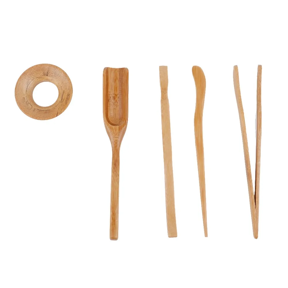 5 pcs set Bamboo Material Gongfu Tea Set Portable Tools Complete Kit Tea Clip Tea Needle Nature Tools Tea Accessories Home Use