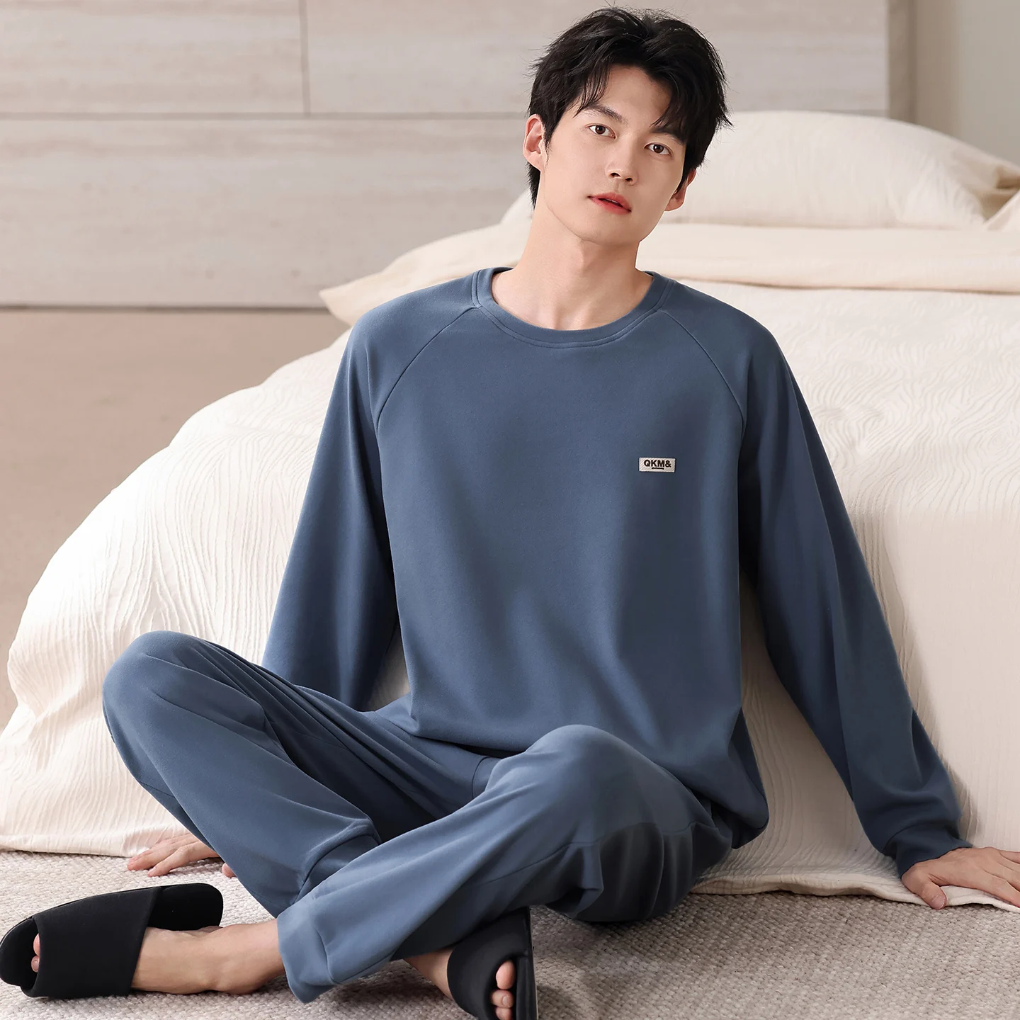 جديد الرجال منامة الدفء رقيقة المخملية طويلة الأكمام منامة مجموعة الخريف بسيطة ملابس خاصة غير رسمية Homewear دعوى بيجامات Hombre L-4XL #2