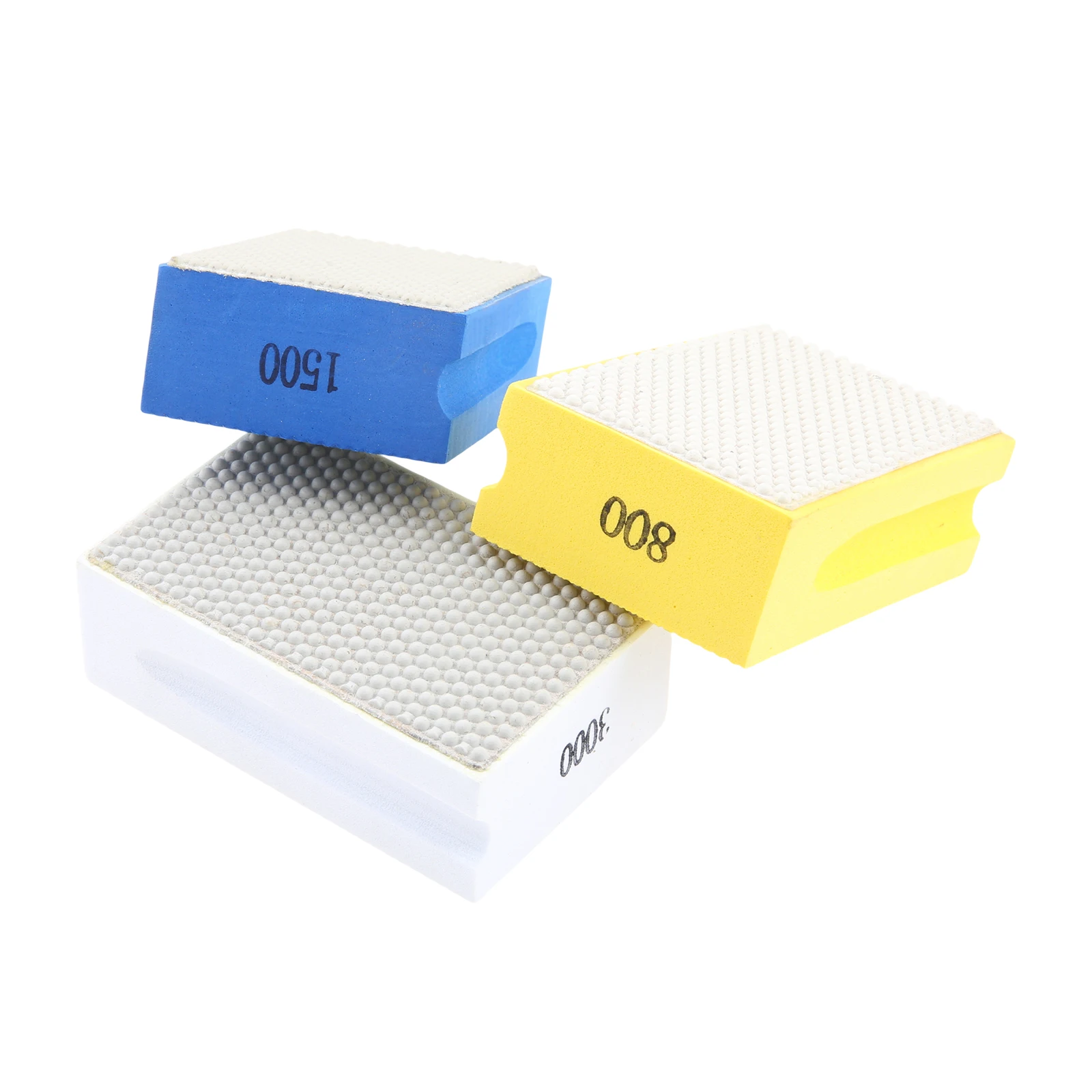 3PCS 800/1500/3000 Grit Hand Polishing Pads Non-slip For Glass Granite Concrete Marble Engineered Stone Travertine Polishing