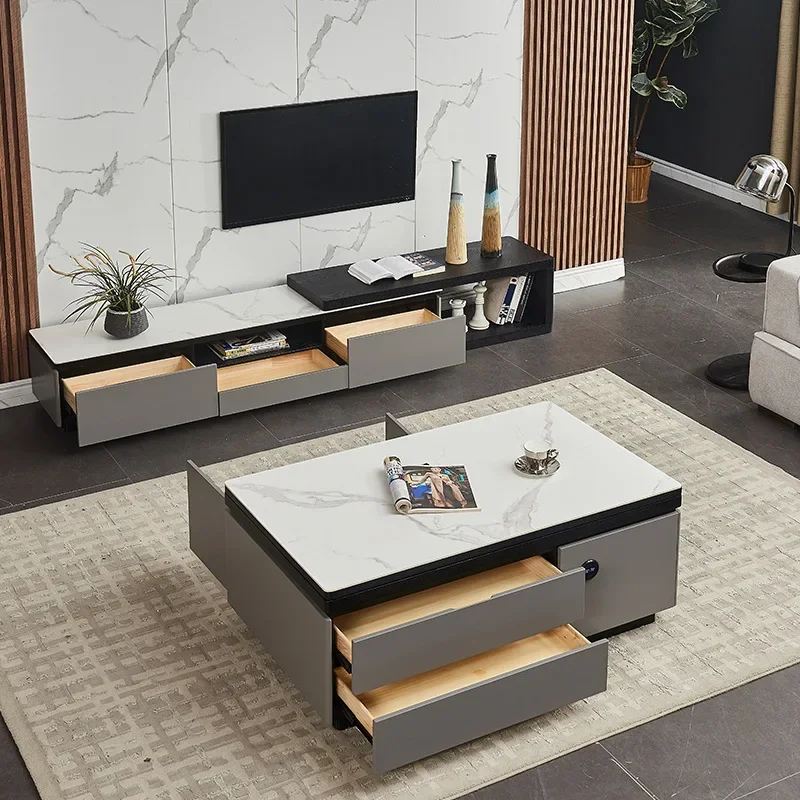 

Customized intelligent lift coffee table TV cabinet Italian minimalist