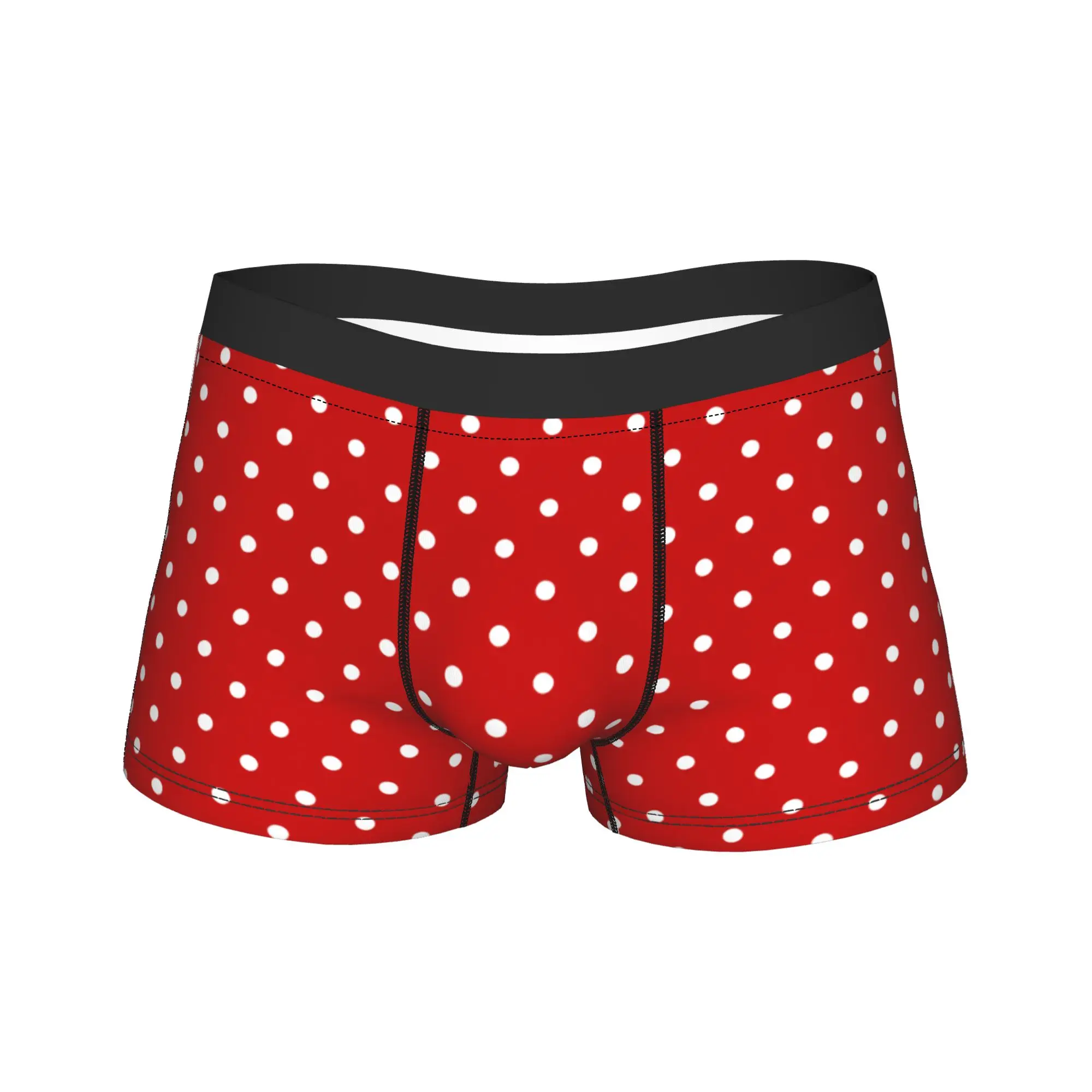 Red And White Small Polka Dot Print Underwear  Pattern Boxershorts Trenky Men Underpants Breathable Boxer Brief Gift Idea