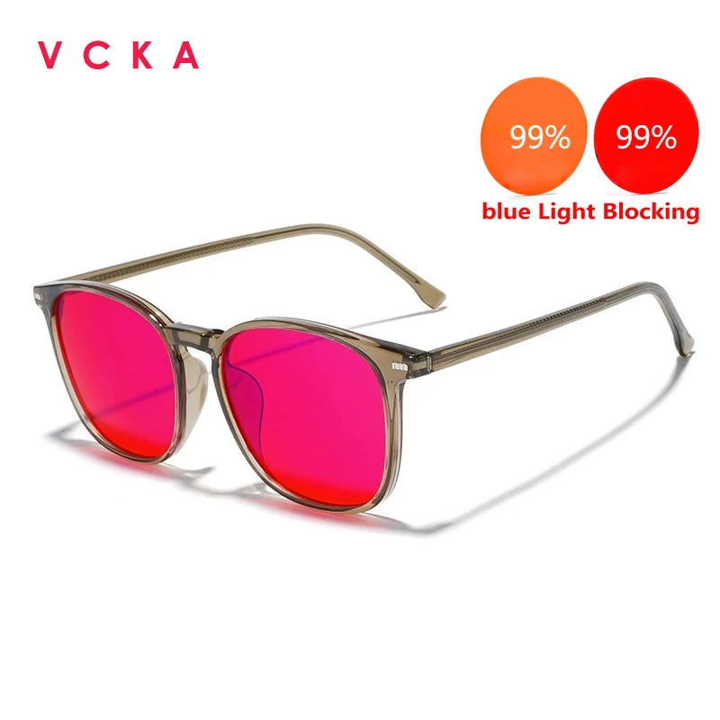 VCKA Super Light 99% blue light Blocking Glasses Red Orange Lens Anti fatigue TR90 Fashion Women Men Computer Gaming Eyewear
