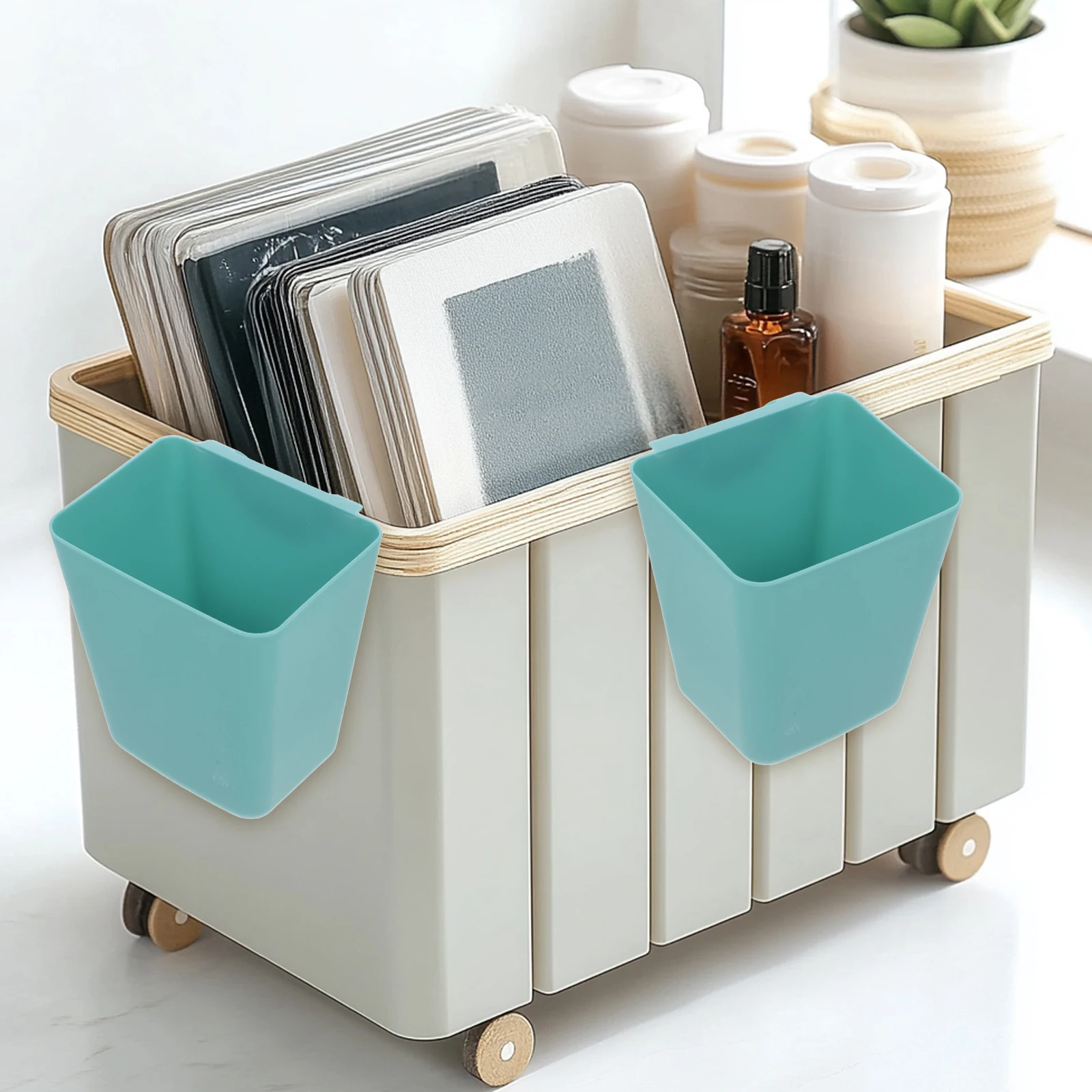 

8pcs Small Hanging Baskets Household Trolley behind Door Kitchen Storage Black Wire PP Blanket Lid Rack Plastic