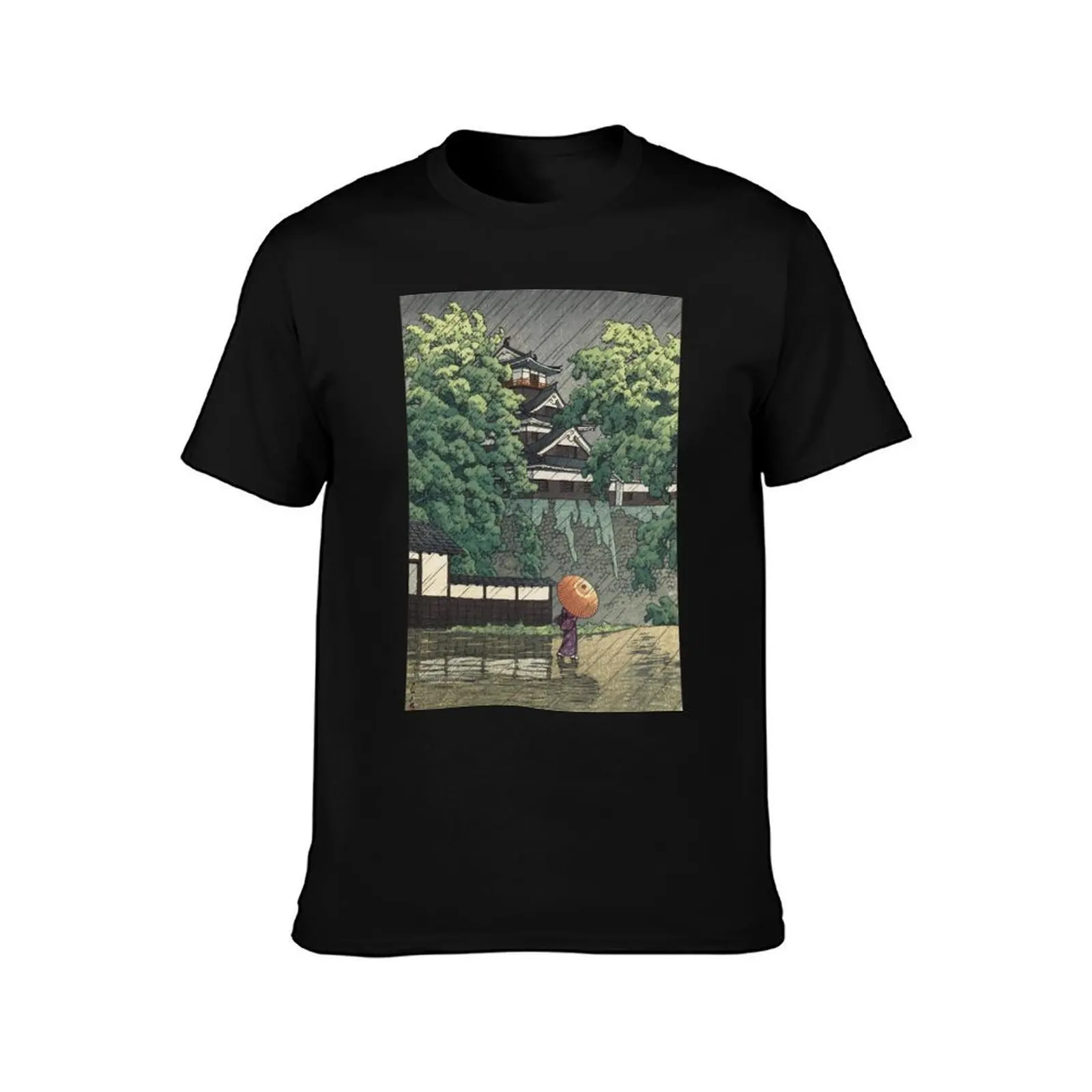 Udo Tower Kumamoto Castle - Kawase Hasui T-Shirt, Summer Casual Cotton Tee, Oversized Streetwear Tops, Vintage Graphic Print