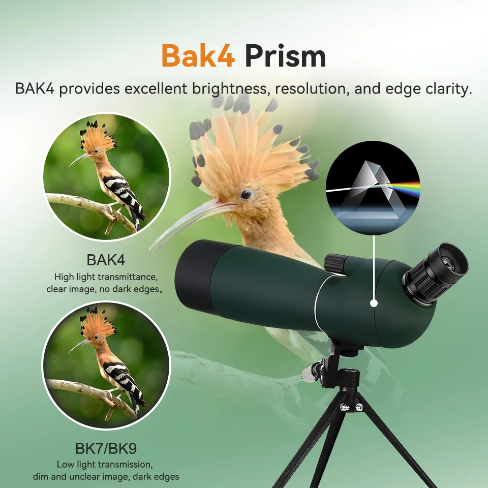 SVBONY 50/60/70/80 Spotting Scope Zoom Telescope Powerful  Waterproof Long Range PORRO Prism for Shooting camping equipment