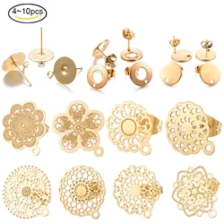 4-10PCS Golden Teardrop 304 Stainless Steel Stud Earring Findings with Loop For Jewelry Bracelet Earrings Making