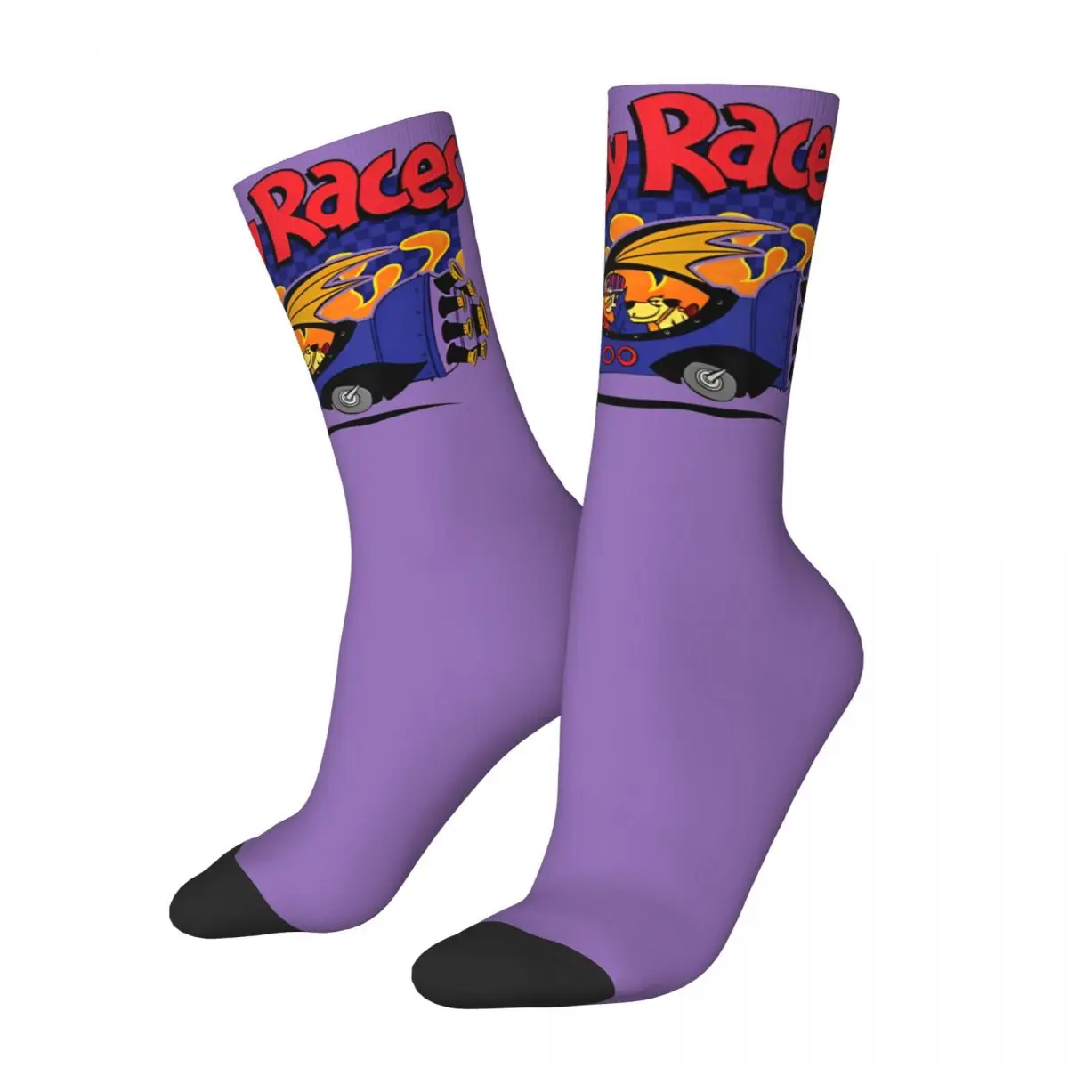 Vintage Cartoon Wacky Races Accessories Crew Socks Cozy Funny Dastardly and Muttley Sport Crew Socks Warm for Unisex Gift Idea