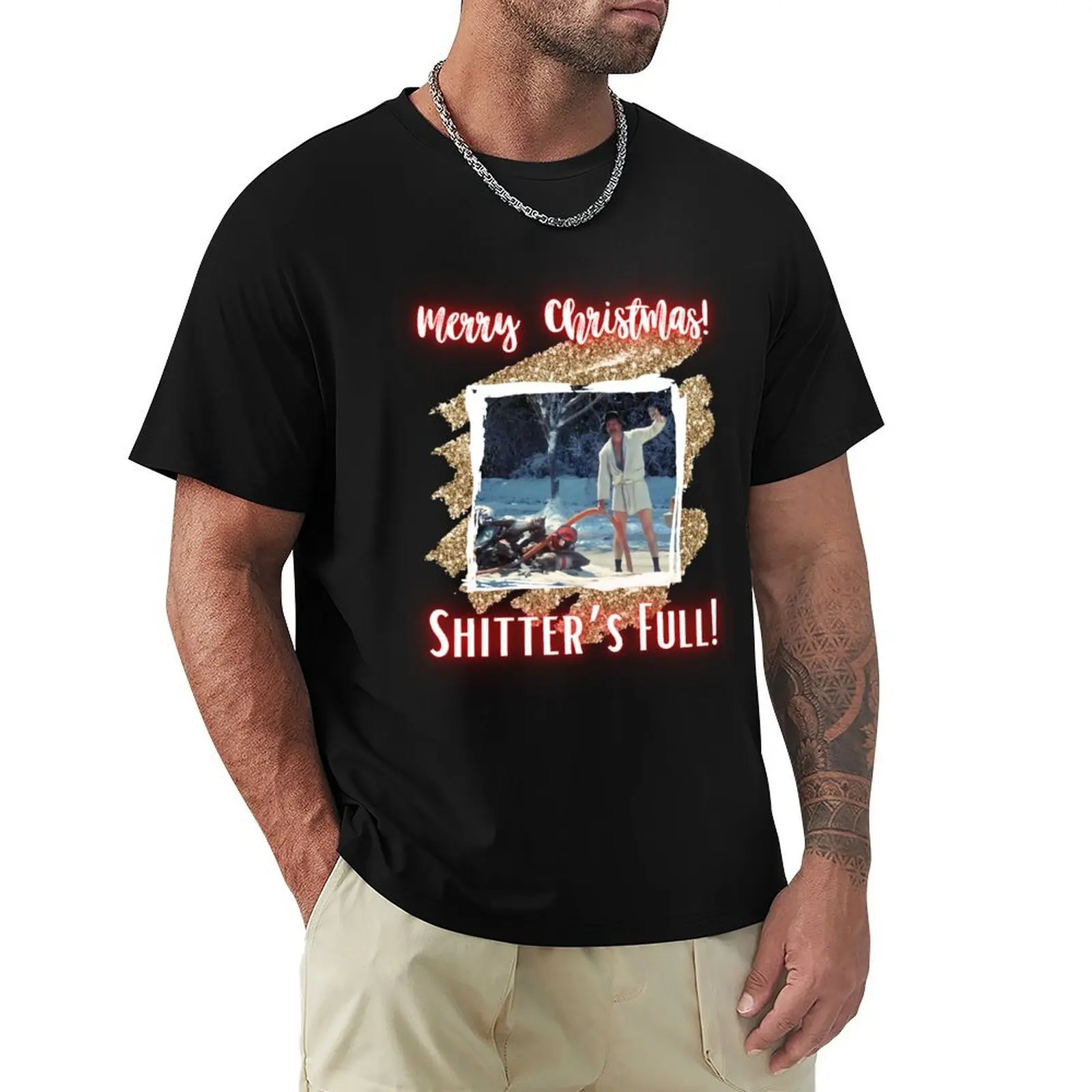 Cousin Eddie Glitter T-Shirt Soft Touch Basic Cotton T-Shirt