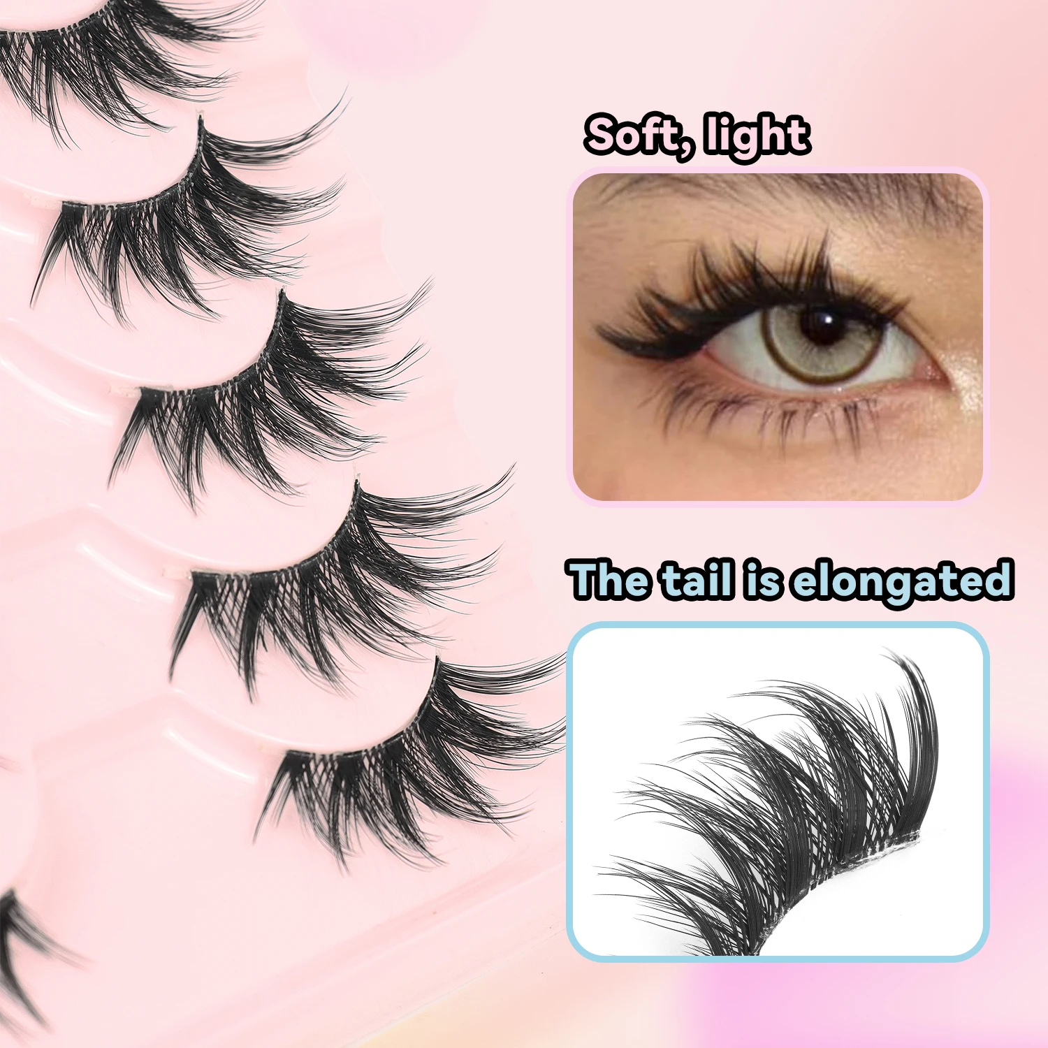 6 Pairs of Thick and Long Cross Style False Eyelashes to Lengthen the Eyelash By Half an Eye 16mm