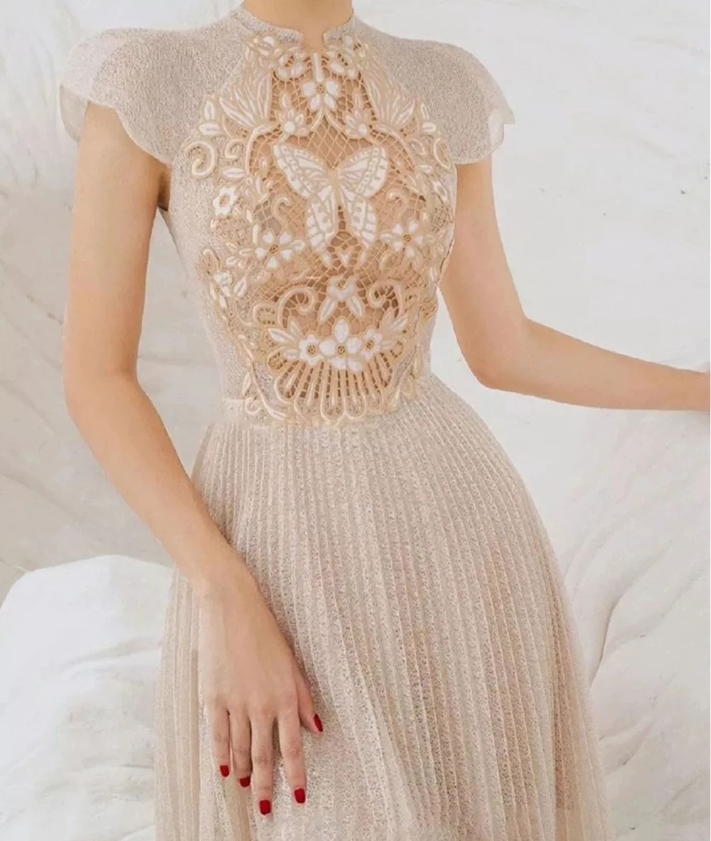 

Vietnamese niche 2025 summer new water-soluble lace dress small dress skirt design pleated skirt-GZXX692