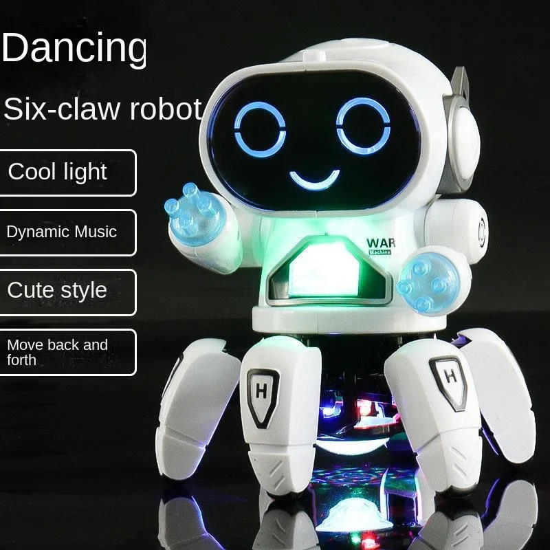 New Dancing Electric Hexapus Little 6 Robot Light Music Kids Boy Toys