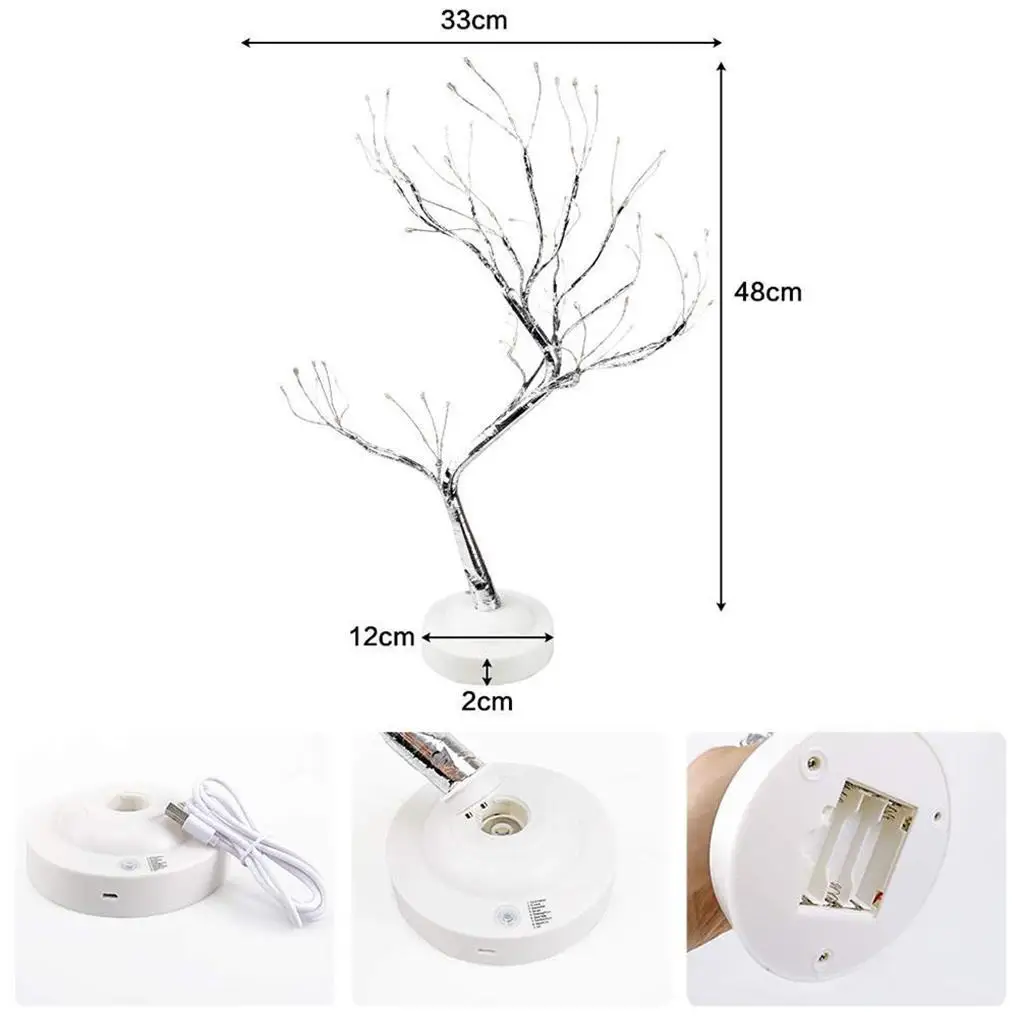 LED Table Lamp Tree Copper Wire USB Powered Bedroom Study Decorative Deack Lamp Creative Lighting Indoor Night Lamp