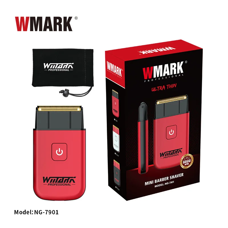 Wmark-男性用ステンレス鋼かみそり、チタンメッキ、2ブレード、電気、理髪店、新品、ミニ、ng-7901