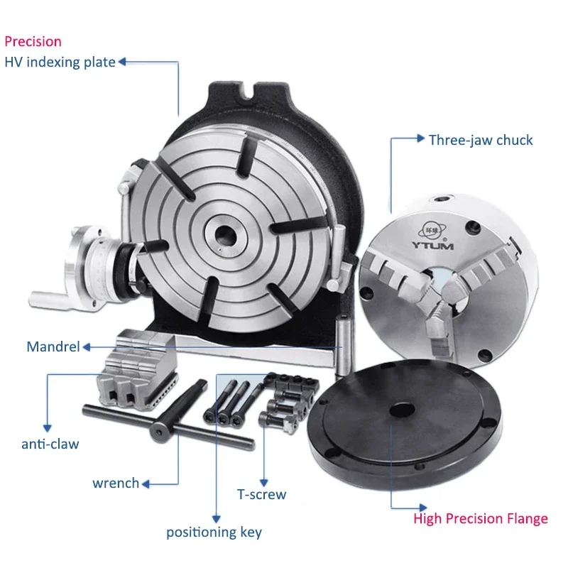 

4/6 inche Three-jaw Chuck Milling Machine Indexing Head Rotary Table Universal Indexing Plate Rotating Vertical Horizontal