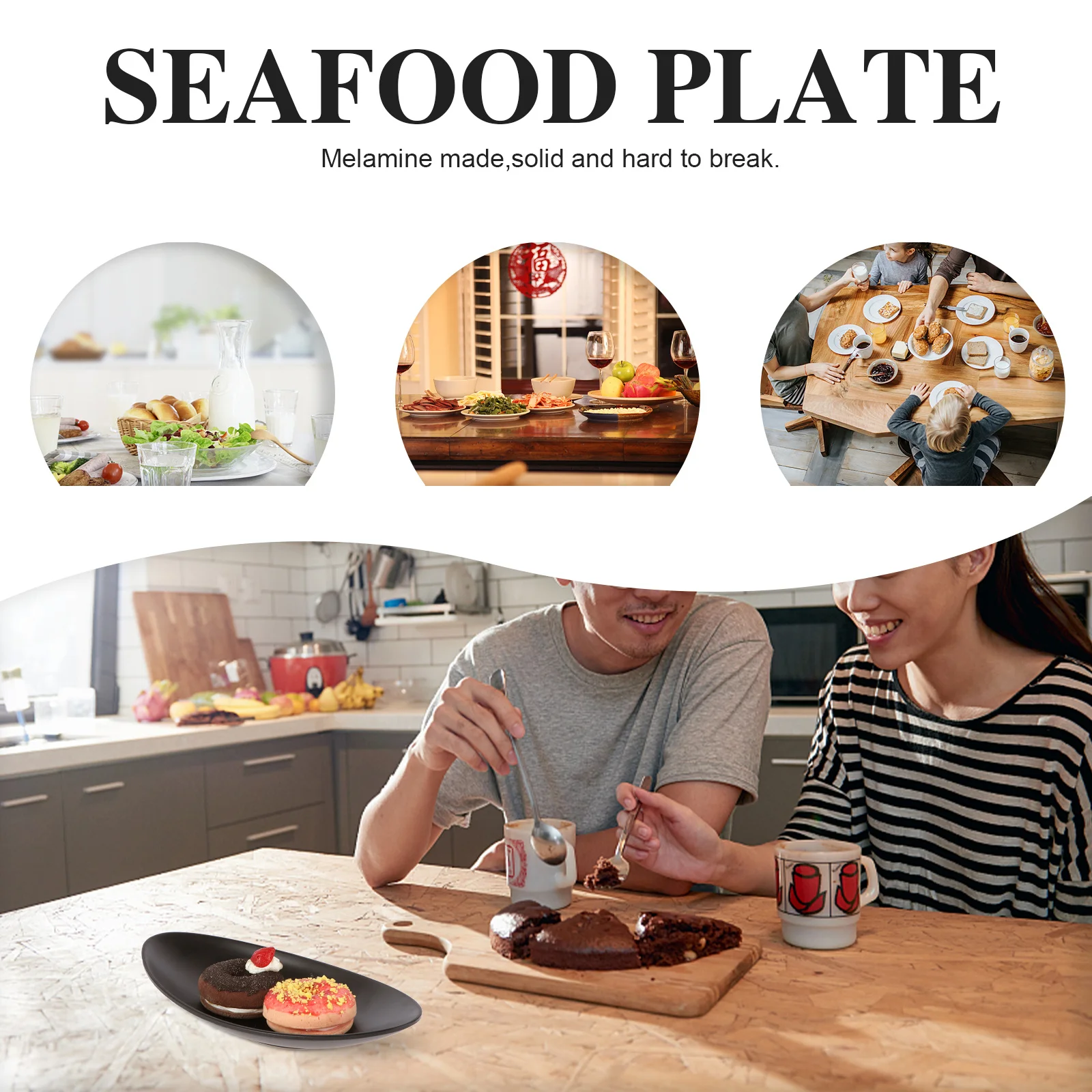 

Creative Boat Style Sushi Boat Tray Black Size L Melamine Cuisine Dish Snack Dessert Seafood Plate Hotel Restaurant