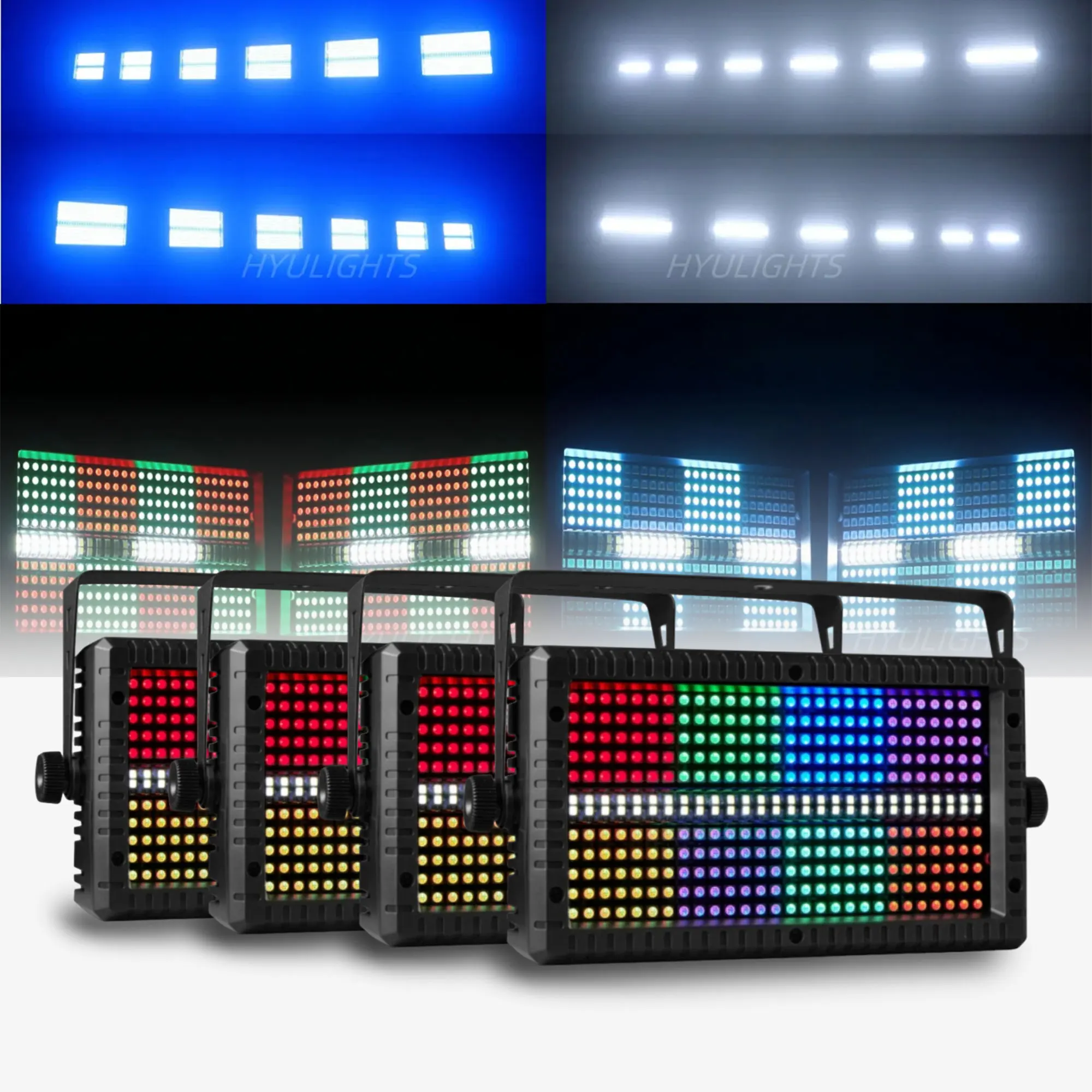 4pcs Mni 60W LED Strobe RGBW 4in1 8 Partition White 8000K DMX Super Bright  Wash Dj Bar Strobe Stage Lighting Effects