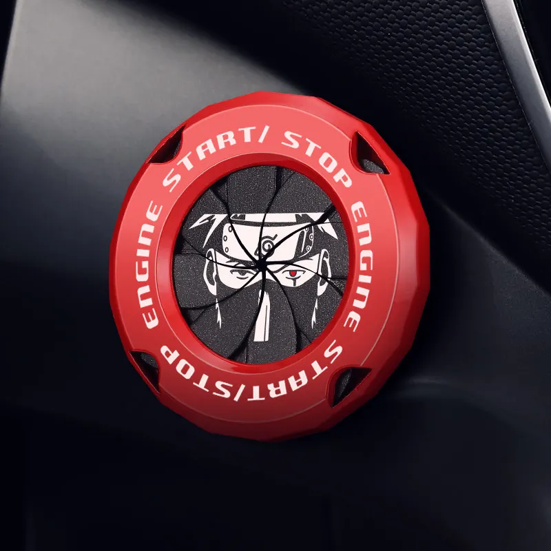Naruto Kakashi Car Onekey Start Stop Button Interior Decor Engine Ignition Start Switch Protective Cover Motorcycle Start Ring