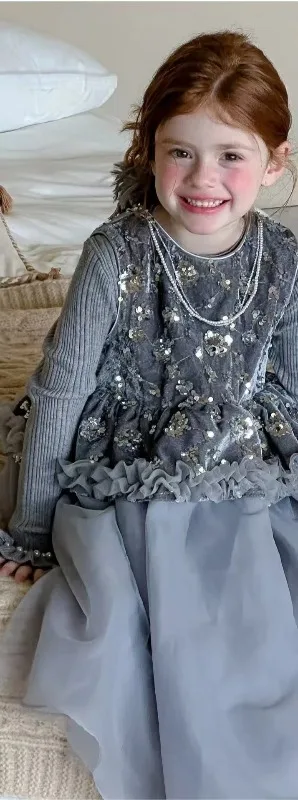 فستان الأميرة للفتيات الصغيرات لخريف وشتاء 2025 نمط جديد للأطفال فستان سترة سميك فستان سهرة جميل ودافئ #1