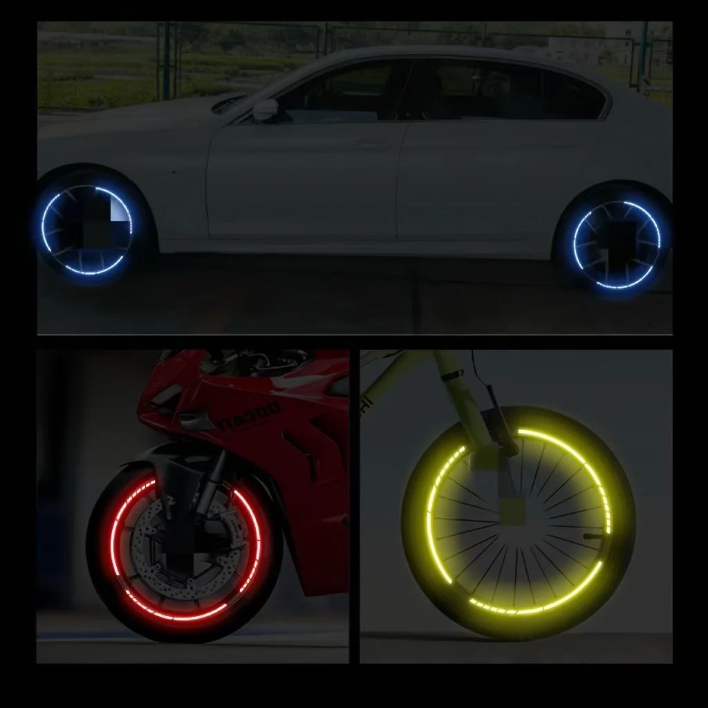 8 قطعة/ورقة شريط محور عجلات السيارة ملصقات عاكسة مقاوم للماء Sunproof ذاتية اللصق شارات الفينيل العالمية #5