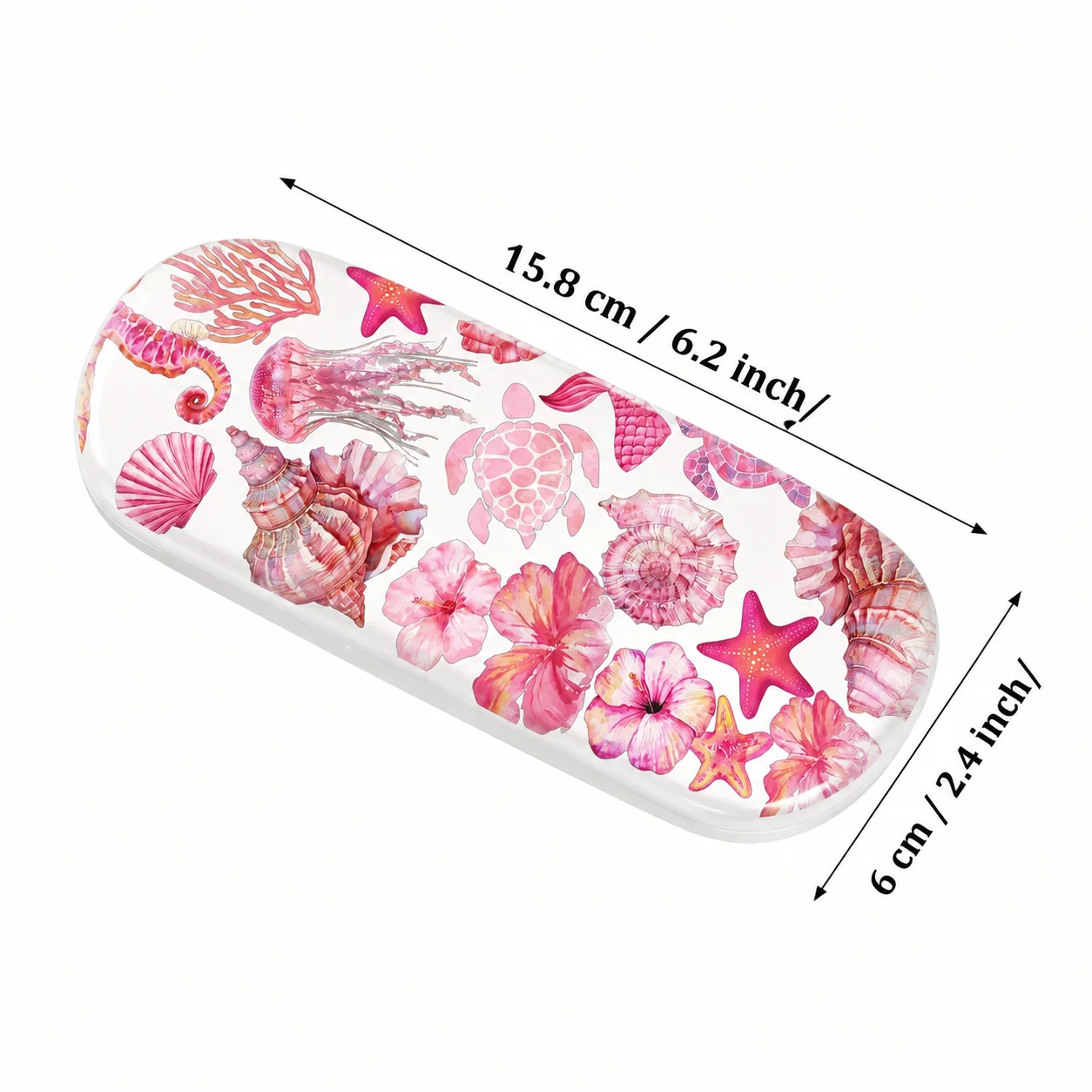 Ocean Floral Hard Eyeglasses Case, Portable Protective Sunglasses Storage Box for Women, Travel Handbag Home Office - view 6