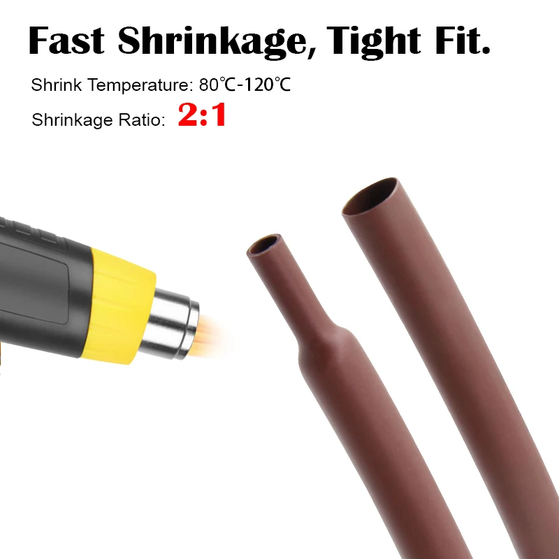 1M-25M 1mm~50mm Brown Grey Polyolefin Shrinking Heat Shrink Tube Cable Insulated Sleeve Tubing Wire Connector Protector Wrap