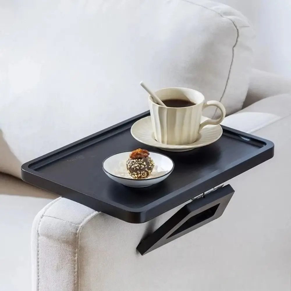 

Space Saving Wooden Folding Sofa Table Anti-slip Sturdy Couch Arm Side Holder Convenient Clip-On Sofa Armrest Tray Drinks